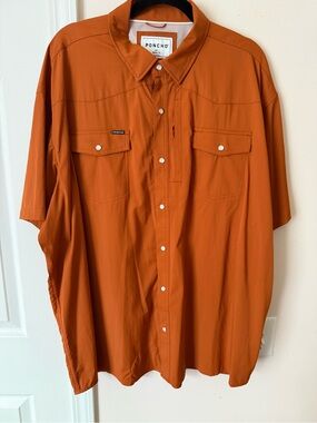 Poncho Outdoors XXL Regular Fit Burnt Orange Western Snap Performance Shirt Mens